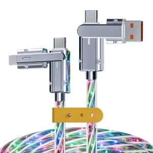 Colorful Fast Charging Data Cable 4 in 1 USB Charging Cables - Multicolored Flowing Fast Charging - Illuminated Cable for car/Bedroom/bar with USB A/C to C/L for iOS Android, 3.3FT Multi Chargers for All Devices (Starlight)