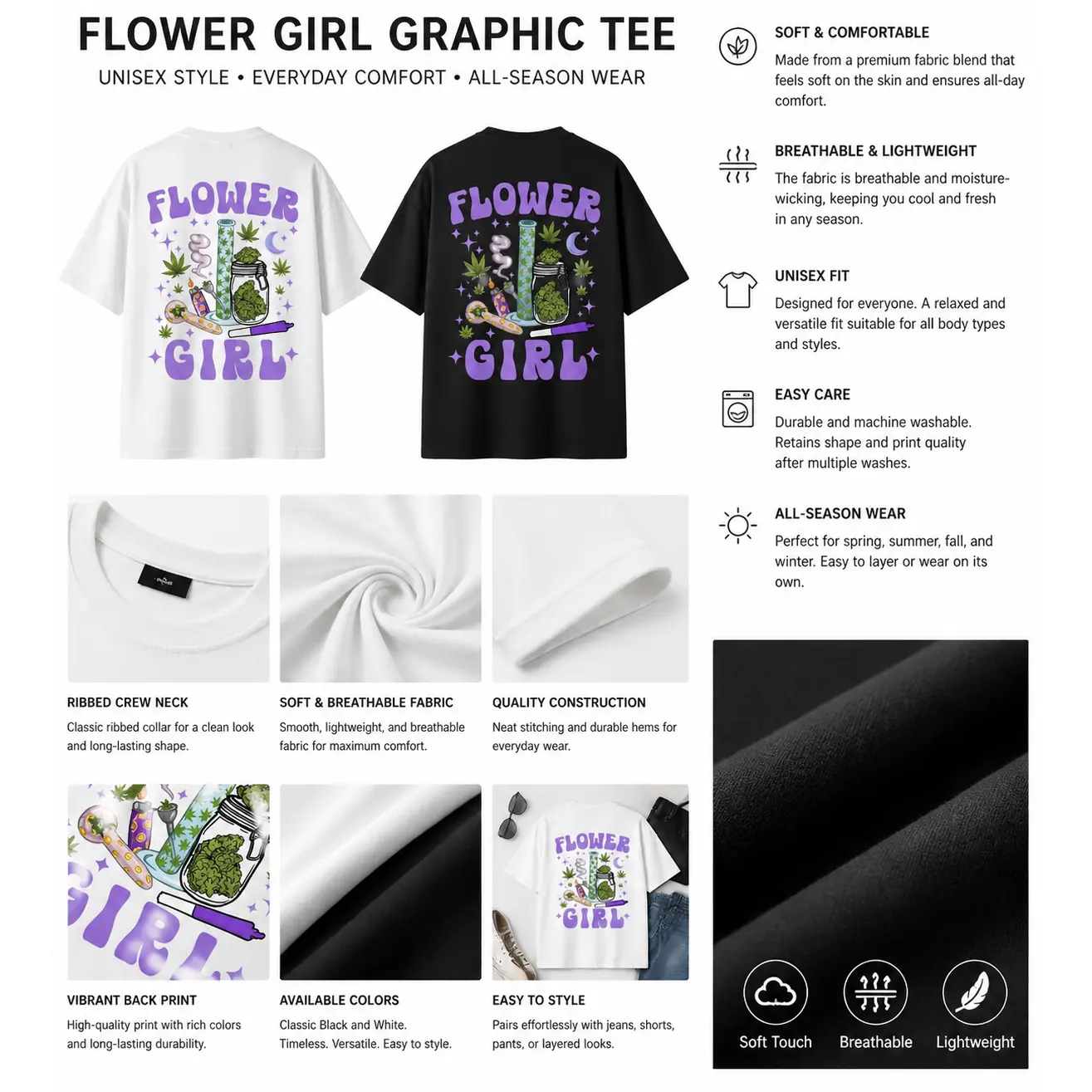 Women Limited Edition! 420 Flower girl T-shirt~ - TikTok Shop