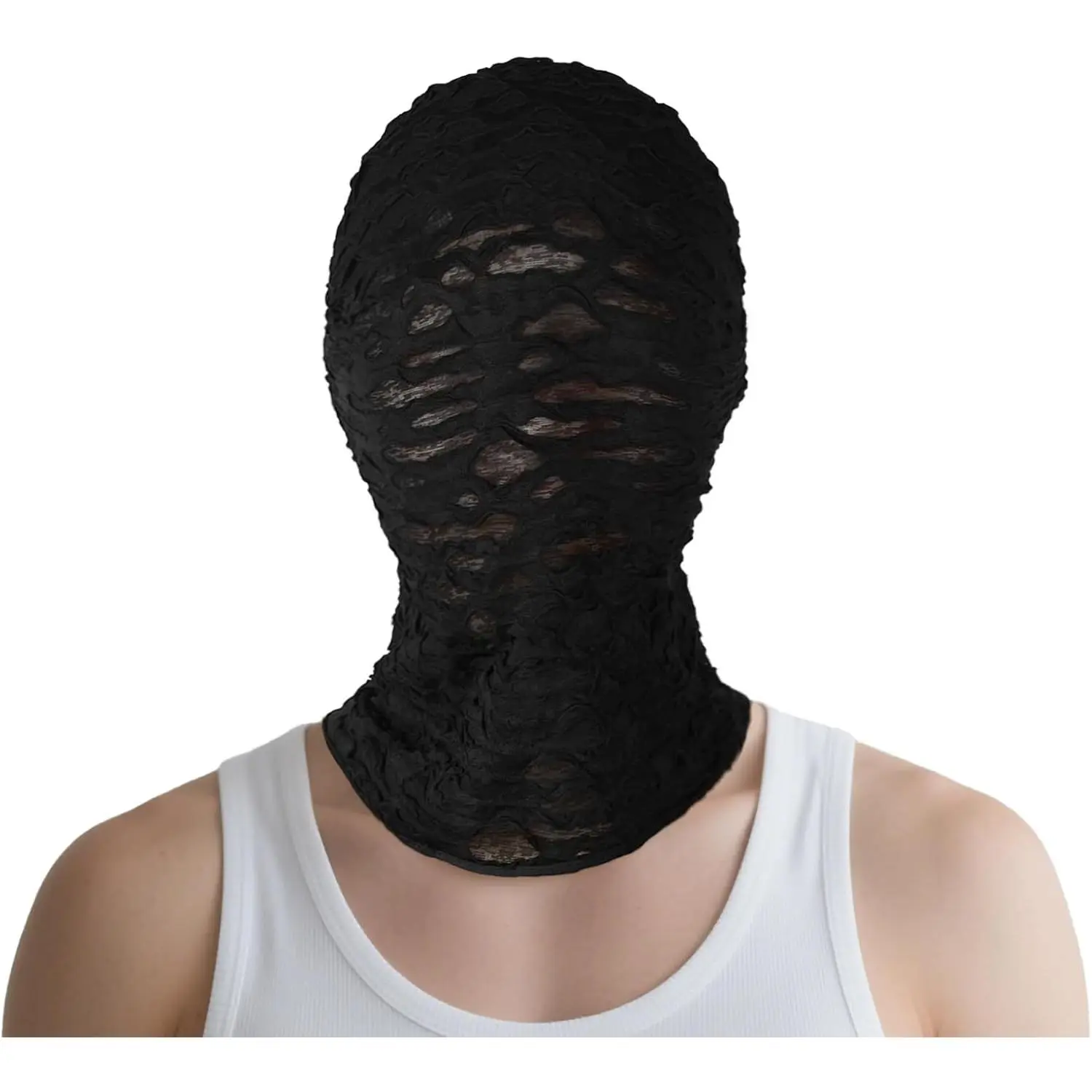 Adult Gothic Hole Patterned Lace Full-Face Polyester Spandex Mask, Sexy Costume Accessory for Halloween, Party Supplies & Ceremony Events