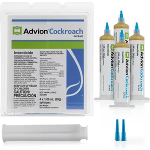 Advion Cockroach Gel Bait, 4 Tubes x 30-Grams, 1 Plunger and 2 Tips, German Roach Insect Pest Control, Indoor and Outdoor Use, Roach Killer Gel for American, German and Other Major Cockroach Species