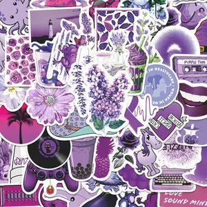 50pcs Purple Aesthetic Trendy Stickers Pack, Diy Sticker, Waterproof Mystic Retro & Cute Decals for Laptop, Water Bottle, Journal & Scrapbook, Purple Lover Gift