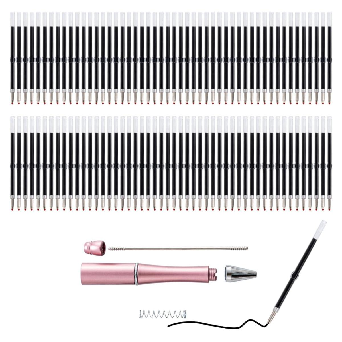 Plastic Beadable Pens Assorted Bead Pens for DIY PPL Gift with Shaft Black Ink Pieces High-Quality Plastic Metal Beaded Rod Perfect Party Favors