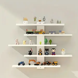 Adjustable wall-mounted display shelf, a modern home decor storage rack suitable for action figures, small building blocks and collectibles, which can hold dolls, statues and toys