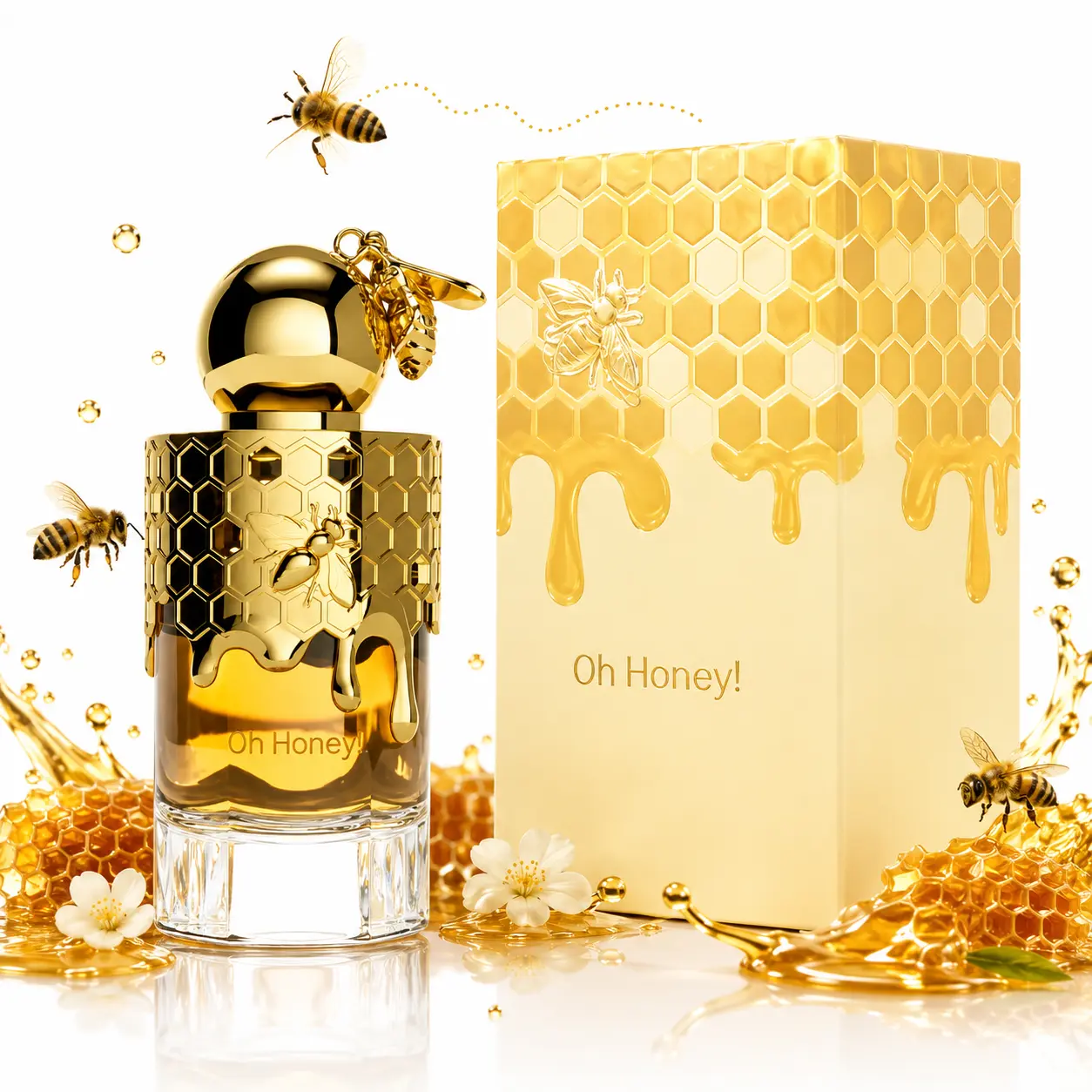 Oh Honey Gourmand Perfume for Women and Men, Warm Honey Vanilla Caramel Scent, Sweet Amber Beeswax Floral Fragrance, Long Lasting Eau de Parfum 100ml