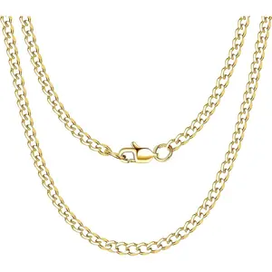 Cassieca  Stainless Steel Curb Cuban Link Chain for Men Chain Necklace 3.5/5/6mm ,Accessories Jewelry Fashion Mens Gifts for Boyfriend 18/20/22/24/26" Length