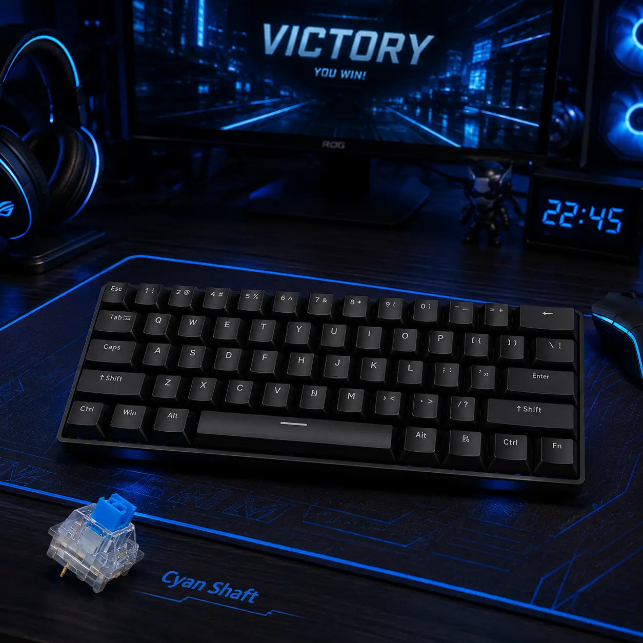 60% Portable Mechanical Gaming Keyboard, 61-Key Ultra-Compact, Rainbow Backlit, Hot Swappable Ergonomic Accessory Keyboard for PC, MAC, PS4, Xbox, Black/White,Gamingsetup, budget gift, dealsforyoudays