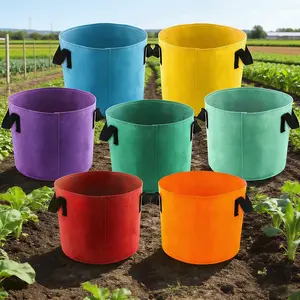 Tomato Garden Containers, 5 Gallon Felt Plant Growth Bags, Reusable Flower Pots with Durable Handles, Outdoor Gardening, Multiple Colors