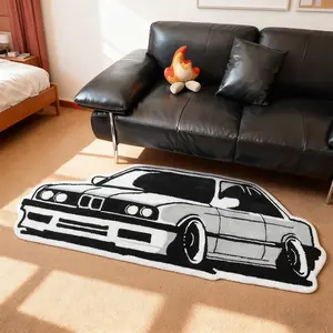 Cartoon car shaped rug, 1 count long rug, soft and comfortable decorative rug, fluffy bedside mat, Shaggy Fuzzy Rugs, suitable for home bedroom living room, room decor, suitable for boys' room decoration and daily use, Shaggy Area Rug