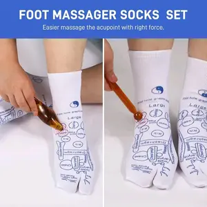 Foot Massager Socks Set with Tools for Acupressure Reflexology Large Size - Helps Relieve Fatigue, Promote Blood Circulation & Improve Sleep Efficiency - Body Care