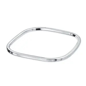 .925 Sterling Silver Plain Square Bangle Bracelet Stackable Smooth Polished