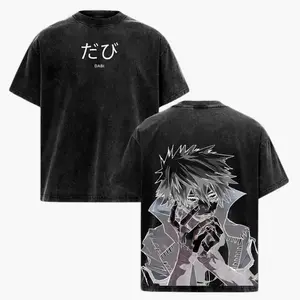 Hot Anime My Hero Academia Dabi Print T-shirt Men Short Sleeve Clothing Cotton Tshirt Retro Washed Washed Retro Fashion Unisex         4GM A1O