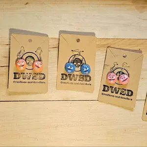DWSD Creations and Resellers - Adorable Character Earrings in Orange, Blue, and Pink - Perfect for Fashion Enthusiasts