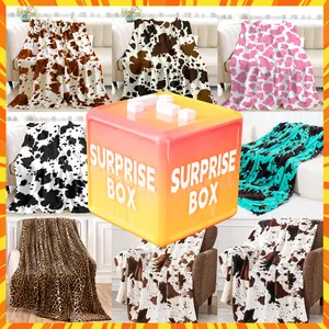 Fluffy Surprise Blankets, Mystery Cow Pattern Blanket In Tiktok Shop Air-Conditioned Room Accessory Soft Cozy Throw