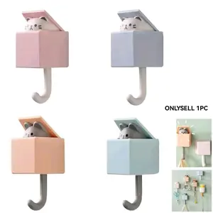Cute Cat Design Wall Hook, 1 Counts Punch Free AdhesiveHook for Coat, Scarf, Hat, Towel, Key, Bag, Utility Hook forWall Hanging Decorations, Summer for Gift