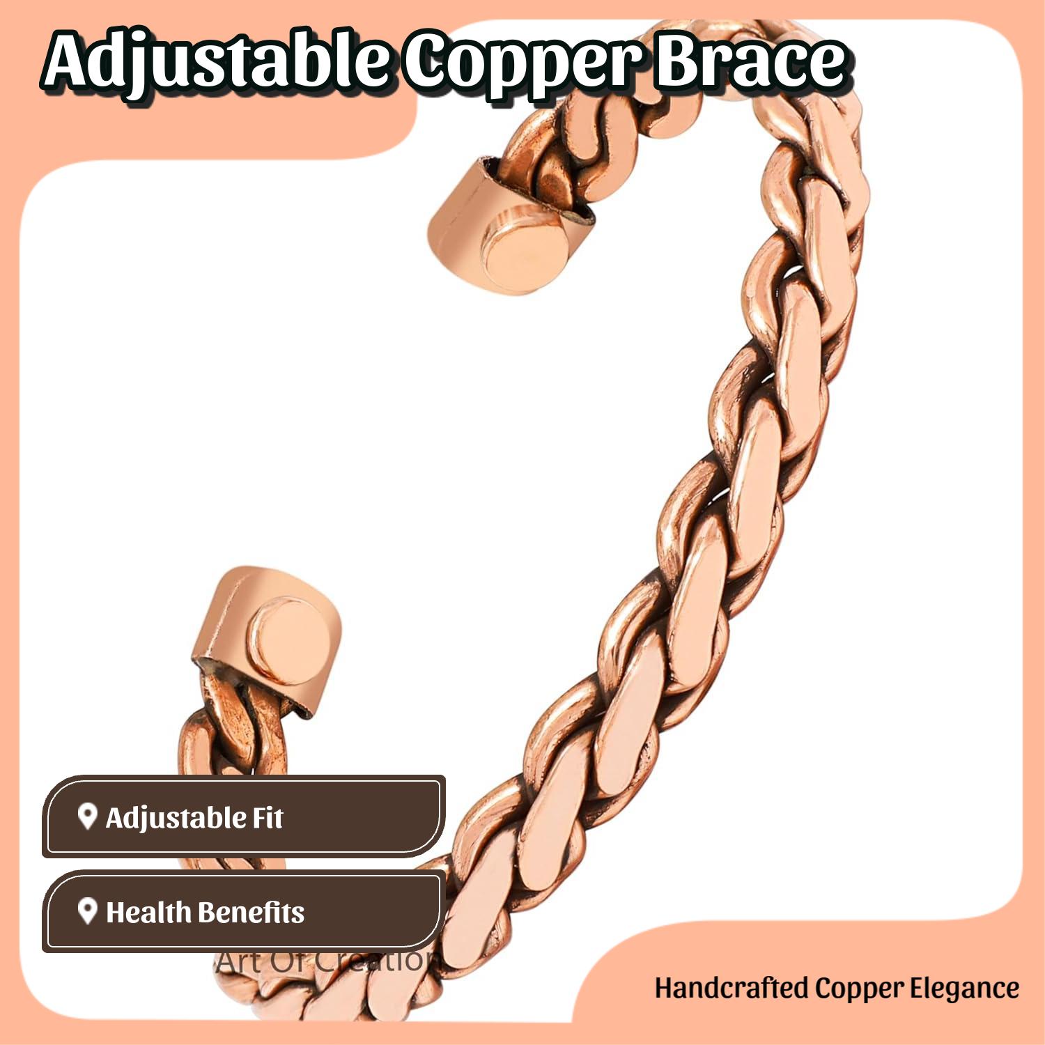 Handmade Pure Copper Bracelet For Unisex Adjustable Bracelets | Cuff And Kada For Men and Women |