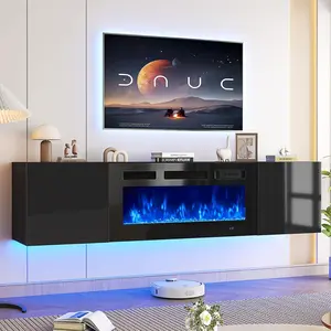 【2 Packages Shipping】oneinmil 70" Floating TV Stand with 36" Electric Fireplace, Wall Mounted Fireplace Entertainment Center with Storage, Fire Place TV Console for Living Room tiktokshopspringglowup