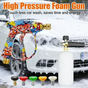 1L Graffiti Foam Cannon Kit - High Pressure Snow Foam Sprayer for Car Wash, 1/4′′Quick Connect Nozzle, Fits 22mm Internal Thread & 14mm Plug Core - Car Wash Cleaning Tool