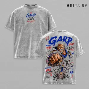 Monkey D Garp, One Piece, Fist of Justice, Marine Hero, Vice Admiral, Anime Tee, Vintage Washed, Manga Shirt, Streetwear, Acid Wash, Oversized Tee