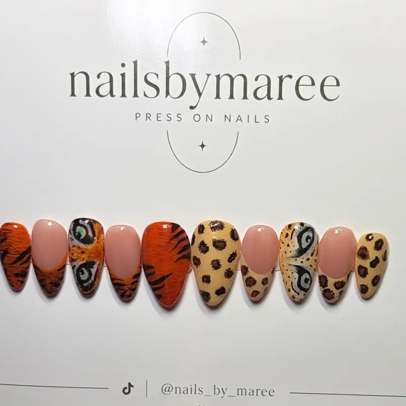 NailsbyMaree Press On Nails - Leopard & Tiger Print Designs - Perfect for Stylish Nail Art