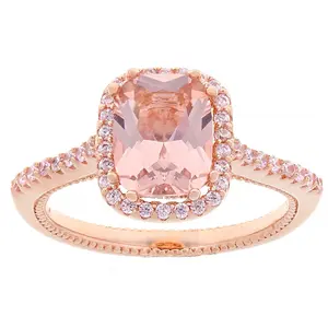 JTV Morganite Simulant And Pink Cubic Zirconia 18k Rose Gold Over Sterling Silver Ring 3.63ctw
