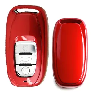 iJDMTOY Exact Fit Gloss Metallic Red Smart Remote Key Fob Shell For Audi A3 A4 A5 A6 A7 A8 Q5 Q7, etc