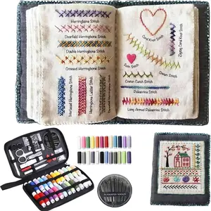 DIY Embroidery Stitch Book Kit,Gift for Craft Lovers, Embroidery Stitch Book Kit, Patterns with Tools & Tutorials, 86 PCS Beginner Embroidery Kit, Portable All-in-One Hand Embroidery Book for Adults & DIY Craft Lovers
