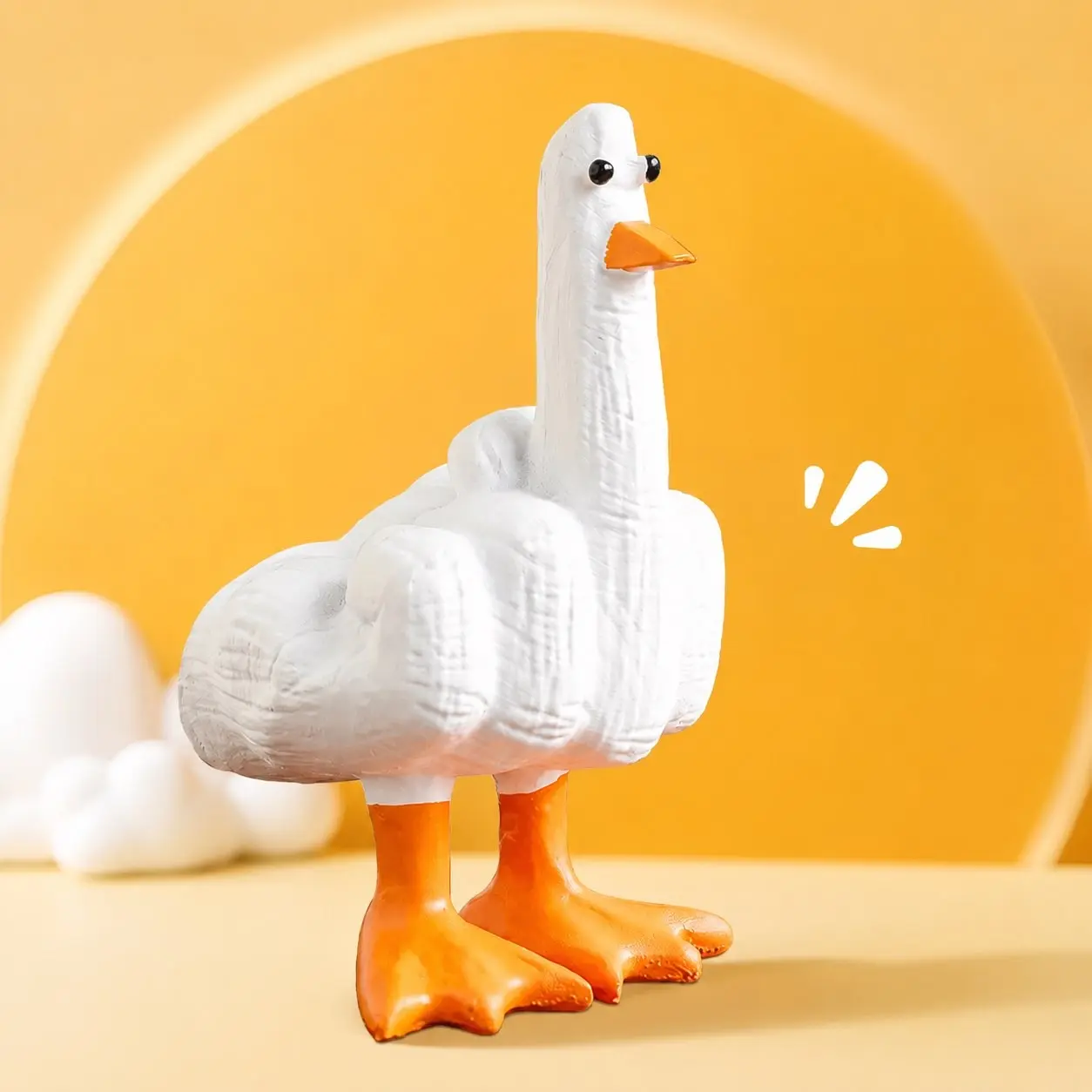 Creative Middle-Finger Duck Resin Ornament, Home Decor Ornament, Decorative Ornaments, Cute Animal-Themed Statue, Cute Figurines, Unique Humorous Desktop Decor, Perfect Gift Idea