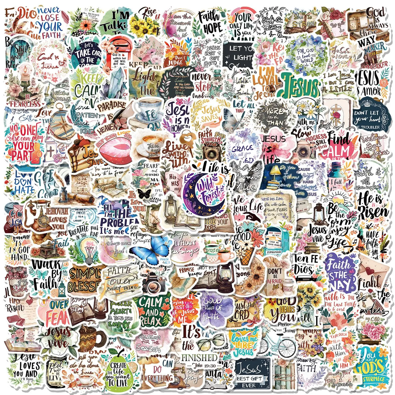 Bible Verse Sticker, 150pcs/set Durable Waterproof Self Adhesive Decor Paper, Decor Sticker for Gift Greeting Card Water Bottle Laptop Phone Cellphone Smartphone, Art Stickers for Phone Case