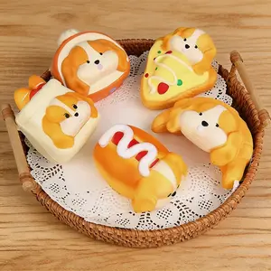 Cute Dog Bread Squishy PU Slow Rise ASMR Sensory Fidget Toy Stress Relief Kawaii Desk Decor TikTok Viral Gift Kids Adults Home Office School