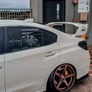 American with Mountain rear window | Graphic Decal| Car  window Vinyl Decal | 2 PC | 25"x 15"