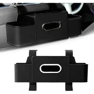 Car Organizers and Storage Box, Car Seat Rear Storage Box with Tissue Holder, 2 Cup Holders & Bags Hooks, Multifunctional Car Seat Back Storage Box for Road Trips and Travels