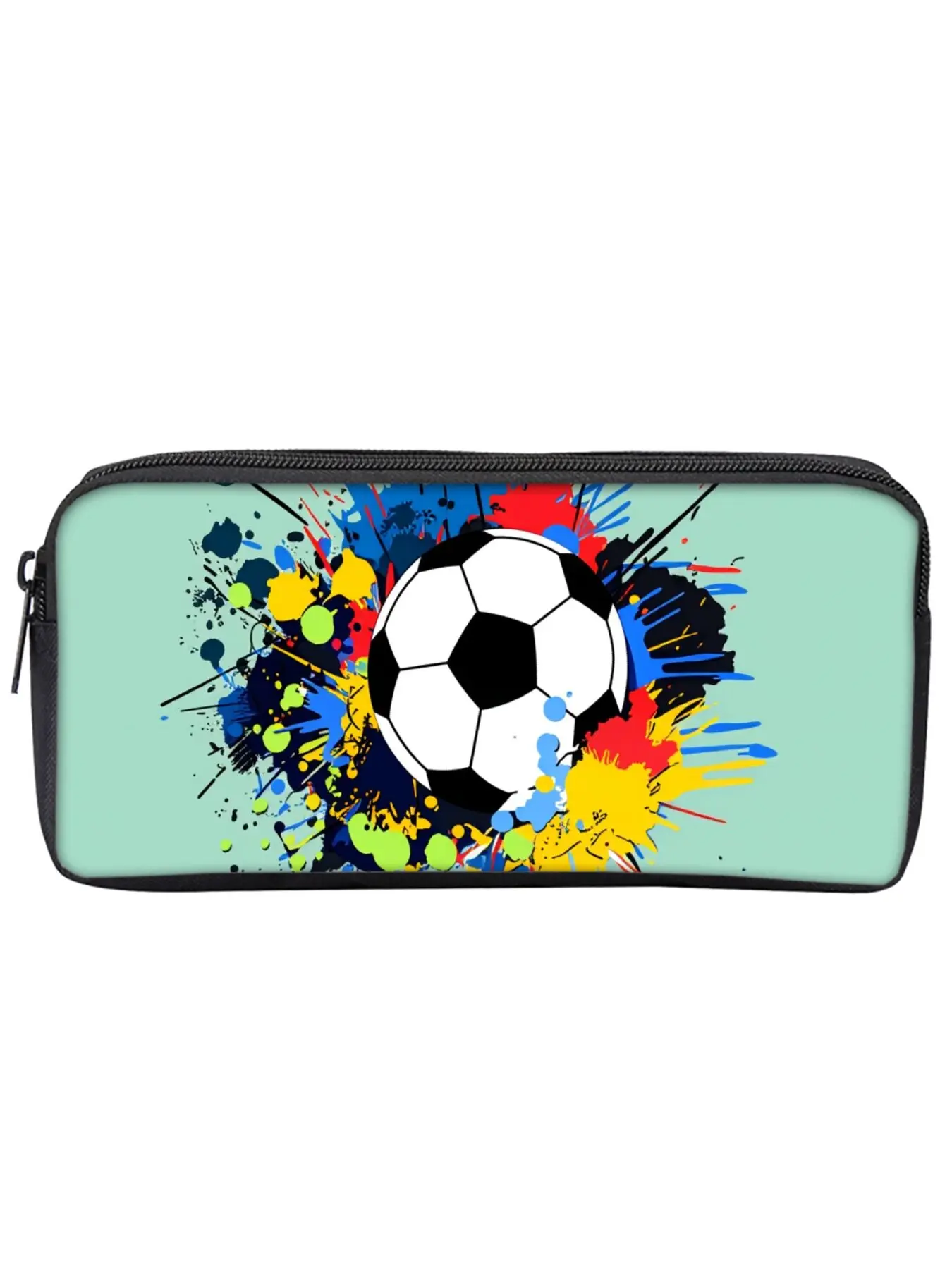 Single-layer pencil case with colorful football pattern print