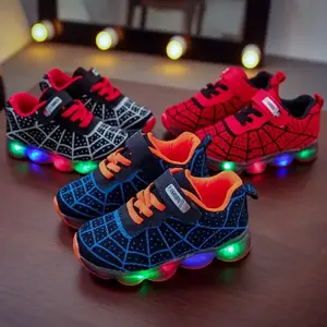 Casual Cool Spider Net Woven Shoes With LED Light For  Breathable Non-slip Sneakers For Walking Running Training(Sheets)