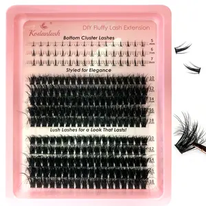 238pcs D Curl DIY Cluster Lash Extension 5-18mm Length Mixed Fluffy 60D+80D/100D-120D Mixed+48Pcs Bottom Individual Lashes Cluster Segmented Eyelash Extension Make Cat Eye Lashes Look Or Natural Look And Fluffy Volume Dramatic Look Lashes Effect Lash