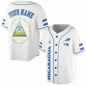 Personalized Nicaragua Flag Coat of Arms Baseball Jersey - Name & Number Shirt S-5XL NH