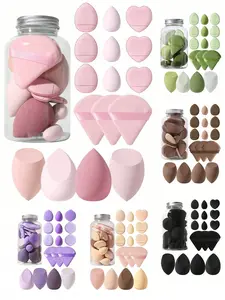 17PCS Makeup Storage Kit: 1 Travel Cosmetic Bucket + 16 Sponges & Puffs Set | Latex-Free Blenders & Mineral Powder Applicators for Liquid/Cream/Powder