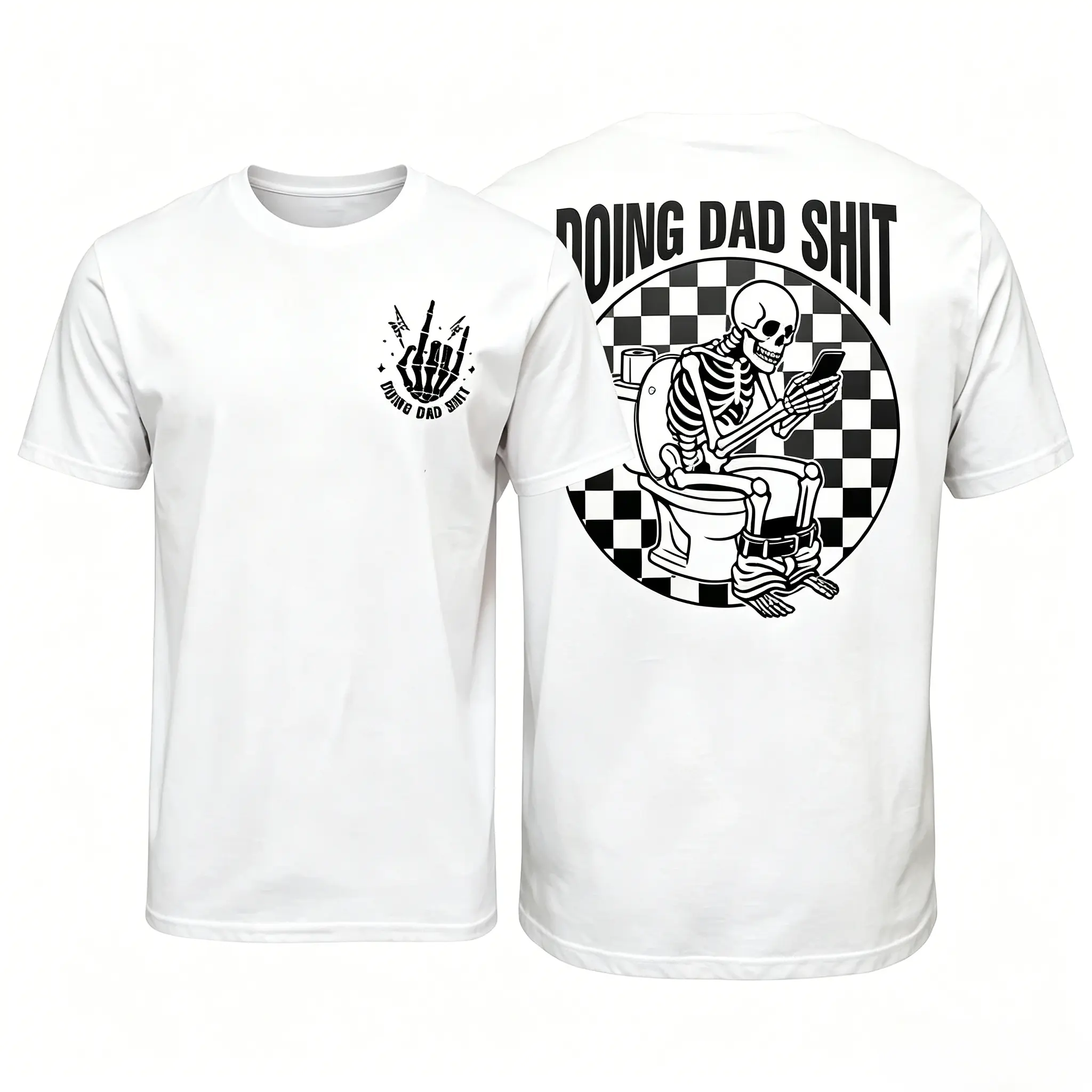 Men's Graphic T-Shirt - Classic Short-Sleeve Unisex Apparel, "Doing Dad Shit" Humorous Print, Soft Cotton Fabric, Casual Oversized Fatherhood Gift Top, Shortsleeve, Clothes