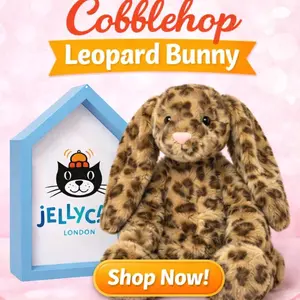 Exclusive Jellycat Cobblehop Leopard Bunny Plush – Rare Collectible Stuffed Animal Gift for Her