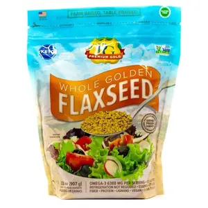 Premium Gold | Whole Flax Seed | 2 lbs. | Gluten-Free, Non-GMO, Kosher, Raw Seeds, Excellent Source of Fiber, Source of Omega-3, Plant-Based Protein, No Preservatives, No Additives
