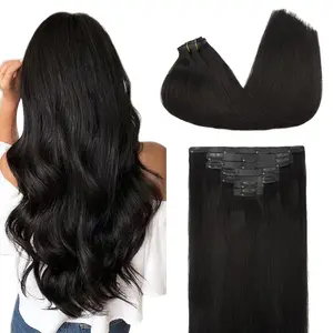 PUHPUH Clip In Hair Extensions Soft Remy Human Hair Tangle-Free Lightweight Seamless Clip 120g 8pcs Per Set With 18 Clips Double Weft Easy To Install, #P18/613, #Natural black, #4 Chocolate Brown, #P4/613, Platinum Silver, #2 Dark Brown 14-26 Inch