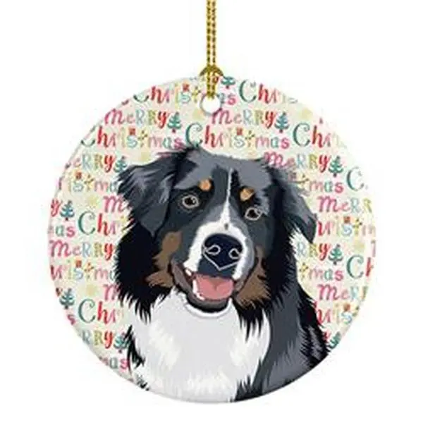2.8 x 2.8 in. Unisex Australian Shepherd Black Tricolor No.1 Christmas Ceramic Ornament