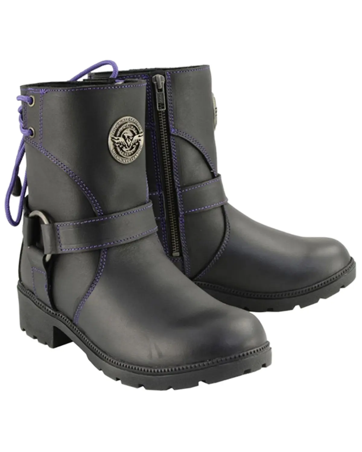 Milwaukee Leather Women's Women'S Harness Zip-Up Motorcycle Boot Round Toe - Mbl9317