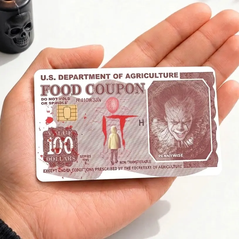 Horror Characters Halloween Credit Card Sticker, Spooky Premium Matte Vinyl Card Skin, Haunted Fans Gift