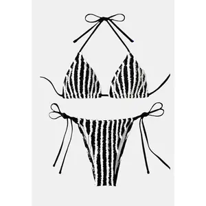 Black and white Shaggy Bikini Set