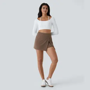 Halara High Waisted Back Zipper Split Hem 2-in-1 Corduroy Casual Skirt