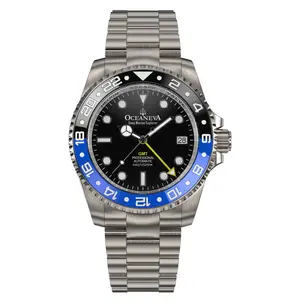 Oceaneva™ Men's GMT TITANIUM Automatic Deep Marine Explorer 1250M Black Ceramic Bezel Watch