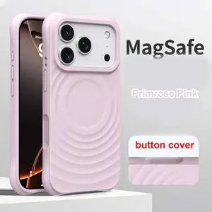Magnetic TPU Soft Ripple Matte Shockproof Cellphone Case, Casing with Raised Bumper Edges for Protection, Stylish Handheld Accessory for iPhone 13-17 Pro Max Devices