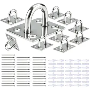 10 count Pad Eye Hooks Stainless Steel Ceiling Hooks Ring Hook, Secure Eye Plate Kit for  Gym, Punching Bag, Hammock Hooks for Wall/Ceiling Mount, Indoor & Outdoor