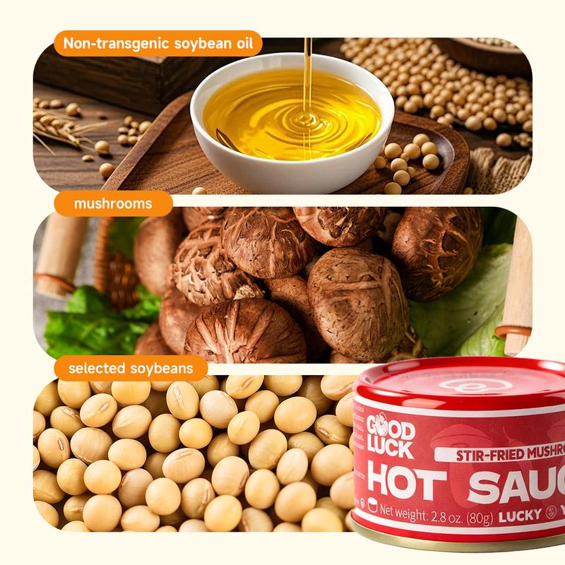 Low-calorie Healthy Salad Mushroom Chili Sauce Mixed Pack – 6 mini cans per box, with a delicious mushroom and soybean flavor. An amazing vegan choice, perfect for family meals and outdoor gatherings!