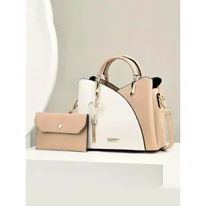 Women's Fashionable Patchwork Colorblock Handbag, Casual Versatile Zipper Shoulder Bag for Daily Used, Trendy All-match Commuter Bag